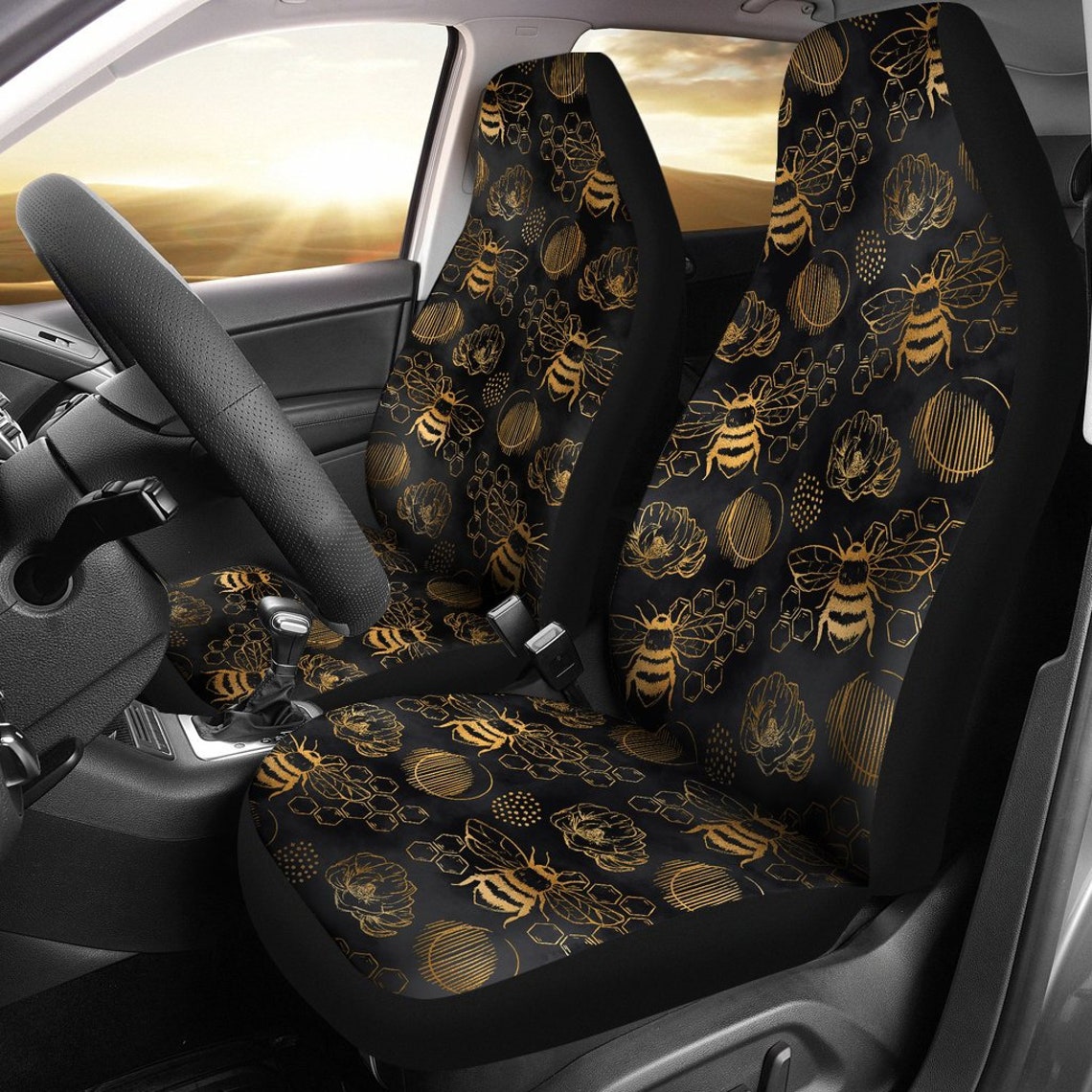 Bee Car Seat Covers Pair 2 Front Seat Covers Bees Car Seat Etsy
