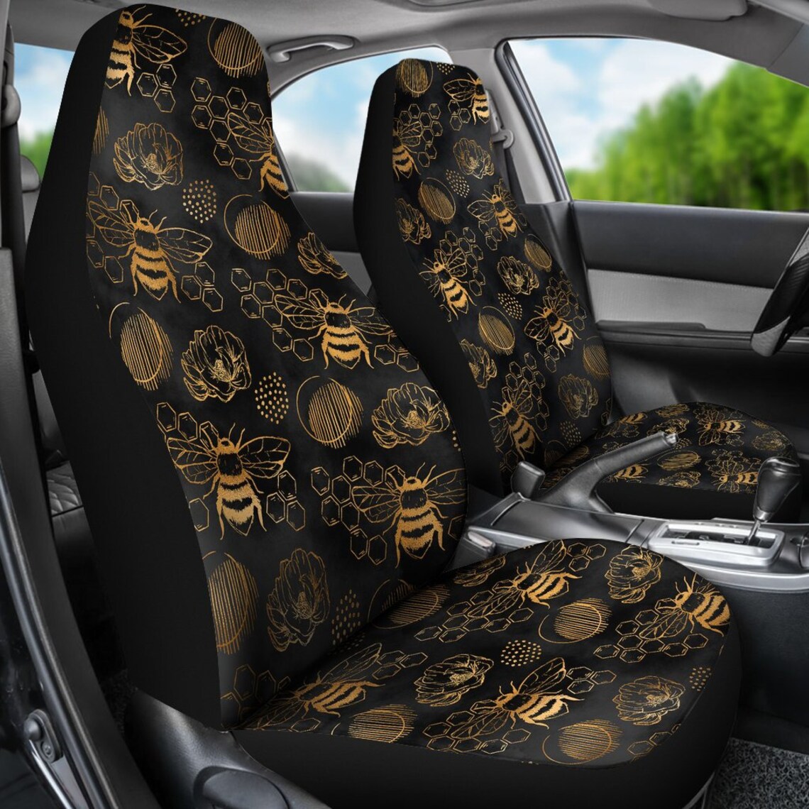Bee Car Seat Covers Pair 2 Front Seat Covers Bees Car Seat Etsy