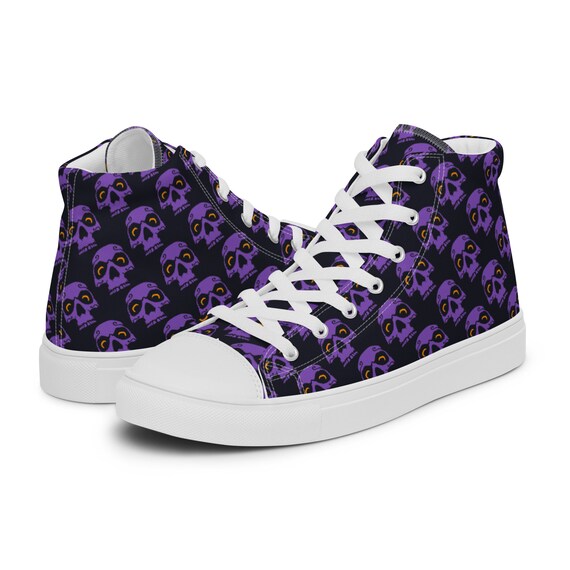 Purple Skull Shoes High Tops Men High Top Sneakers Gothic - Etsy