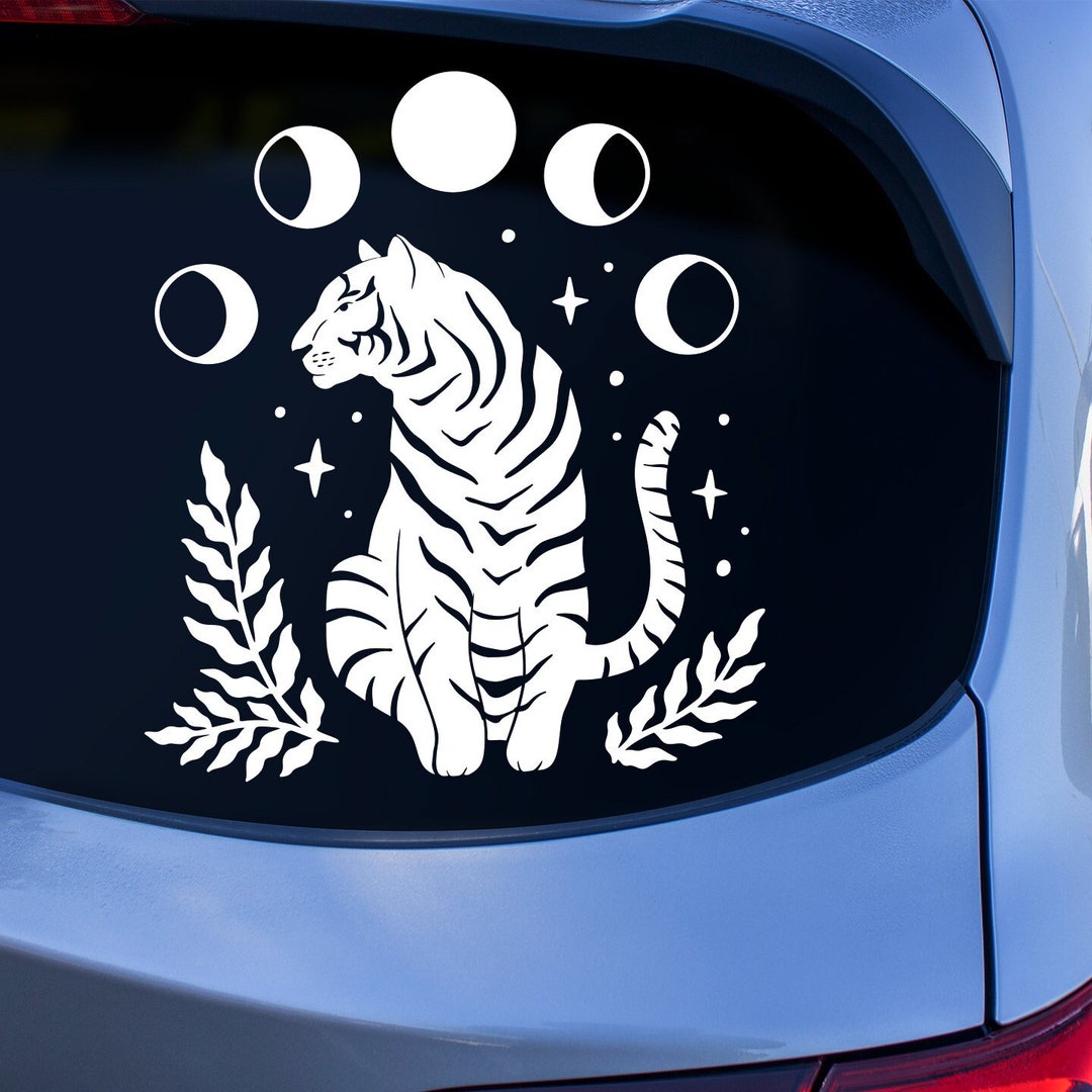 Moon Racing Decals Moon Phases Tiger Sticker Celestial Stickers for Cars Full Moon Pagan ...