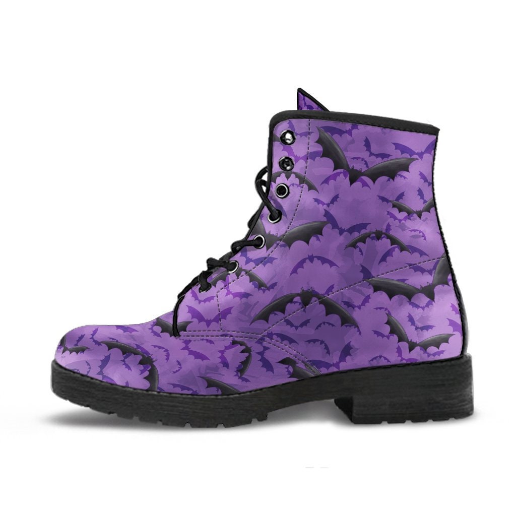 Purple Bat Boots Nightmare Bats Boots Gothic Faux Leather Etsy