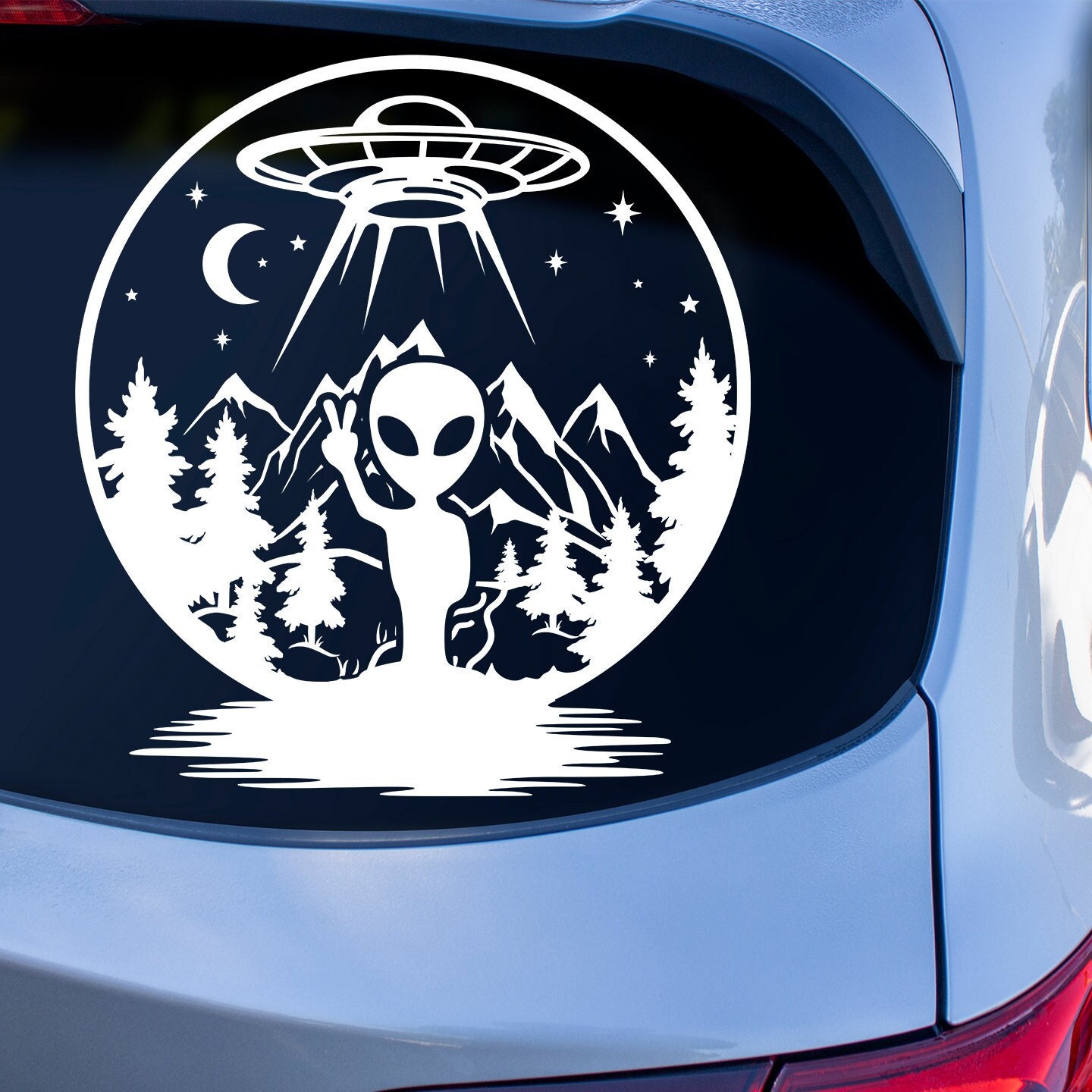 Kaufe HungMieh Autoaufkleber Alien Peace Hochreflektierende