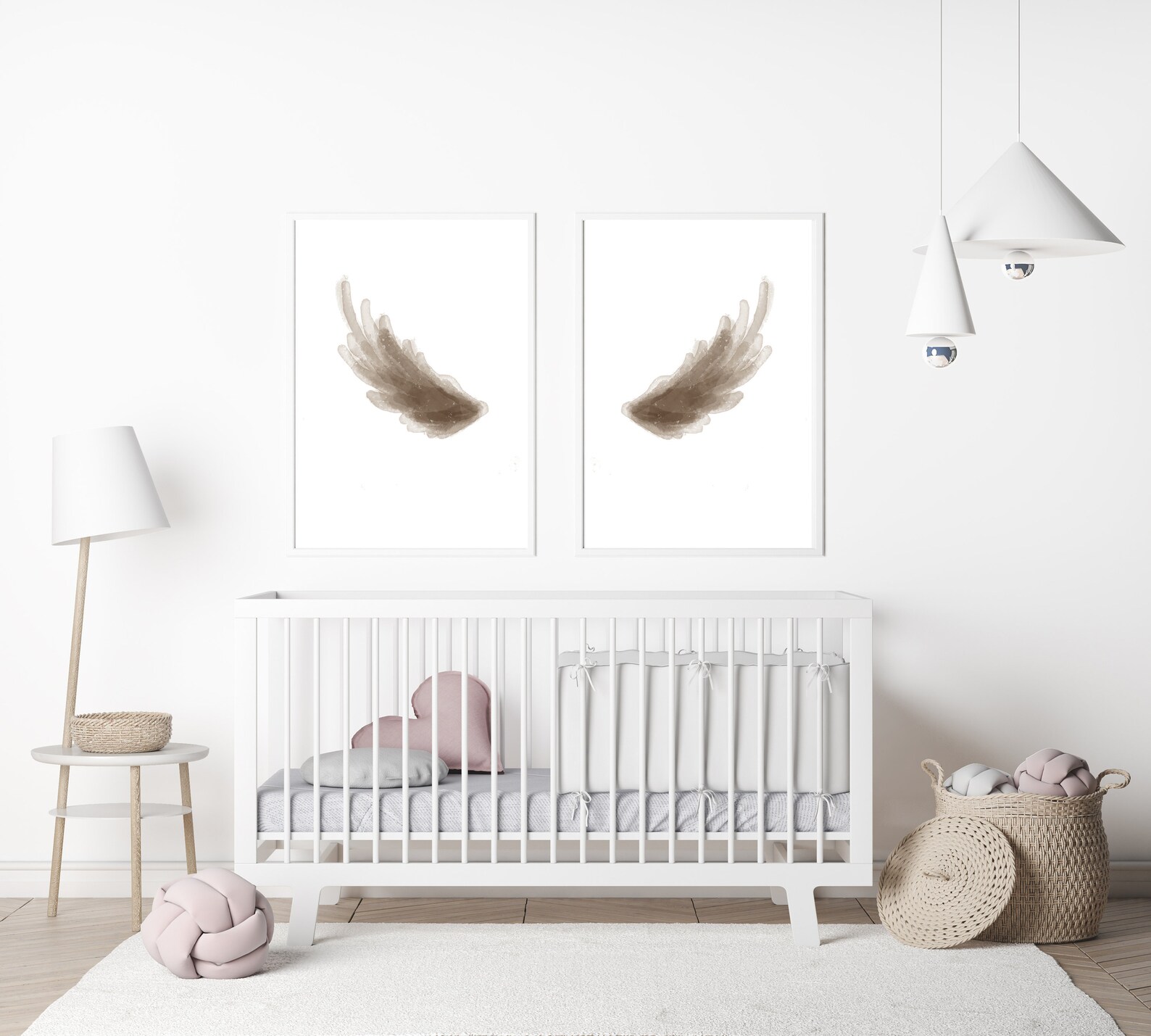 Angel Wings Nursery WALL ART PRINT Set of 3 Digital Print Modern