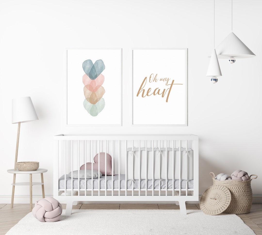 Heart Nursery WALL ART PRINT /Conjunto de 3 impresiones digitales ...