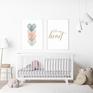 Heart Nursery WALL ART PRINT |Set of 3 Neutral Digital heart prints | Modern Nursery Art Print | Kid Room Decor | Nursery Wall Art