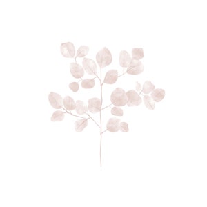 May include: A watercolor illustration of a branch with delicate, light pink leaves. The leaves are arranged in a loose, organic pattern, creating a sense of natural beauty.
