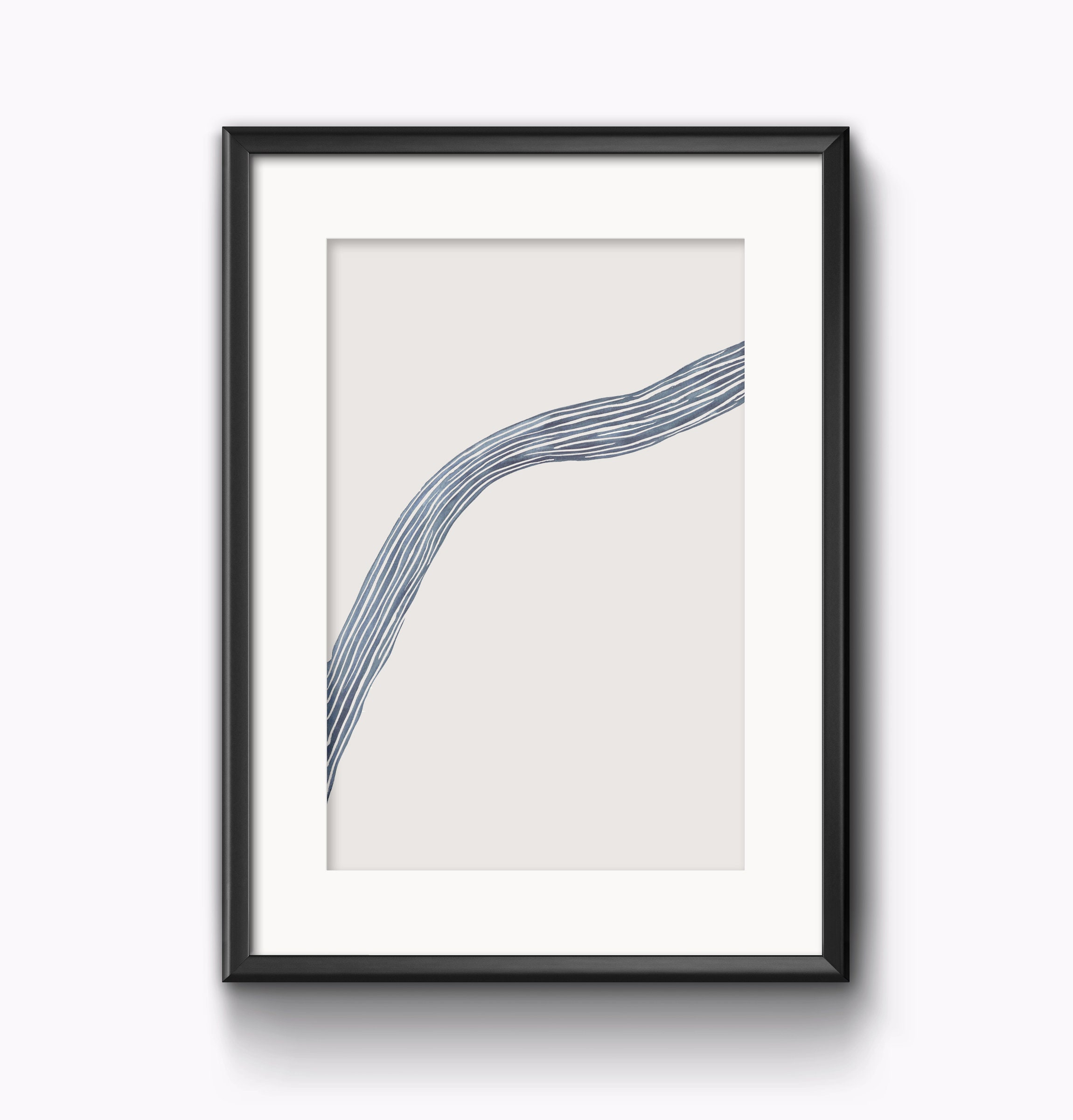 Blue Line Art Set of 3 Instant Downloads Modern Abstract Etsy