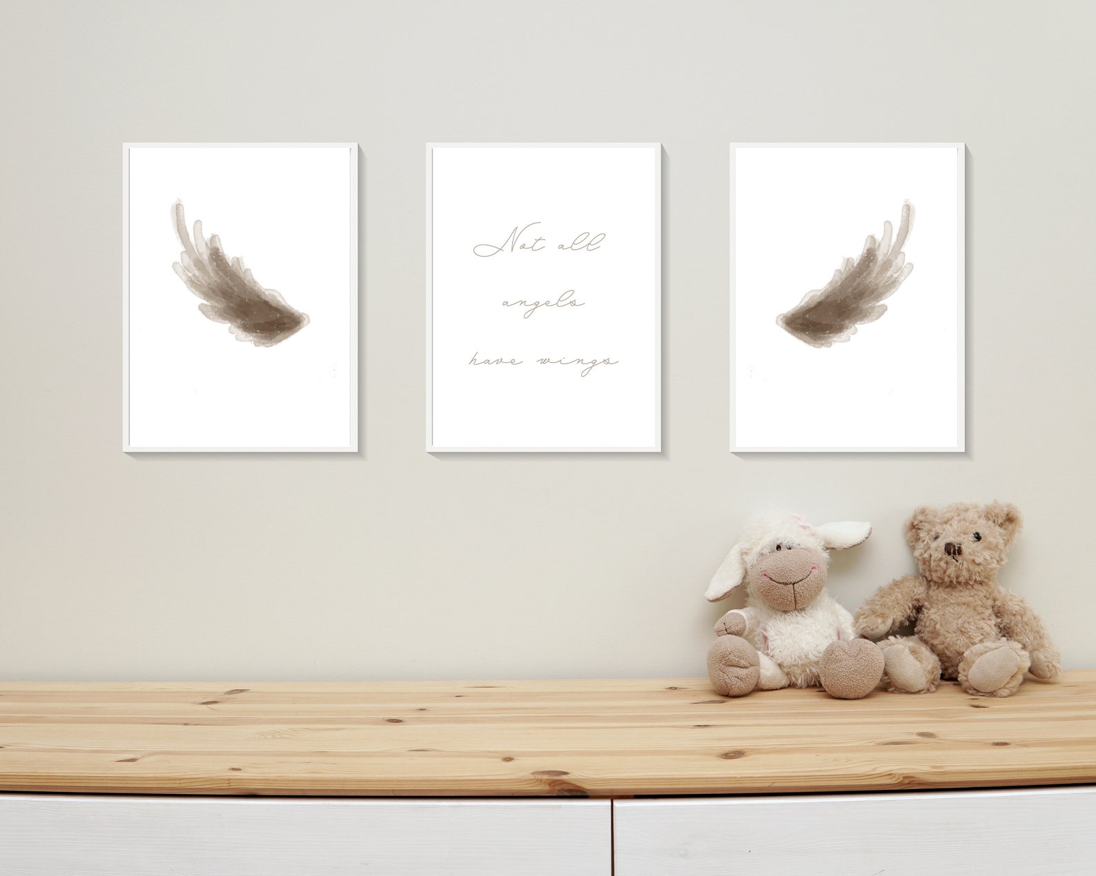 Angel Wings Nursery WALL ART PRINT Set of 3 Digital Print Modern
