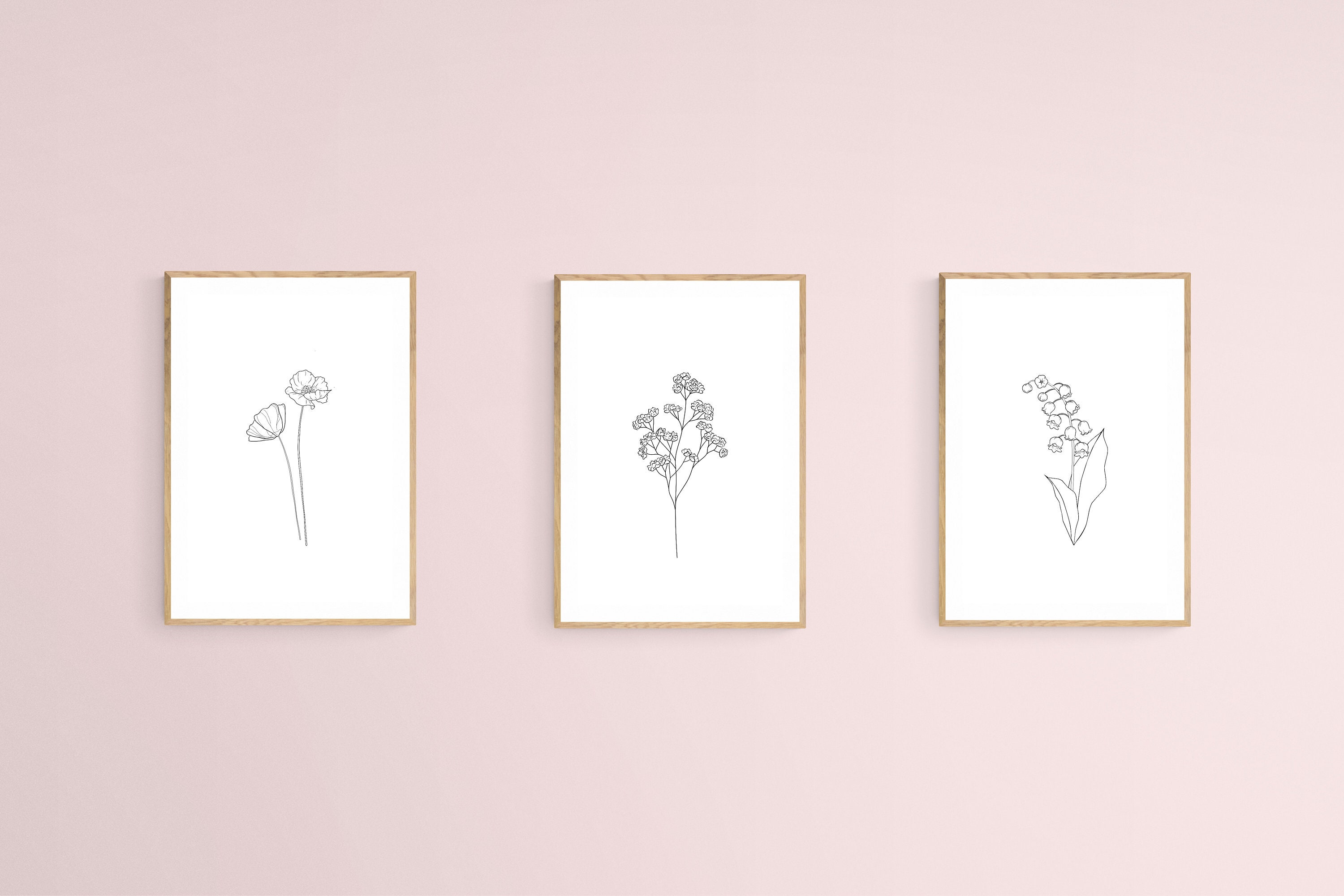 Botanical Line Art Set of 3 Minimalist Prints, Botanical Line Art Print ...