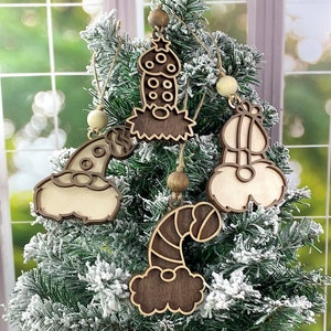 Spicy Gnome Ornaments - Set of Four | Naughty Christmas Ornaments | Inappropriate Gnome Ornaments