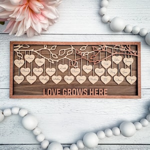 Personalized Family Tree Shelf Sitter 1-25 Names | Custom Family Tree Frame | Mother&#39;s Day Personalized Family Tree