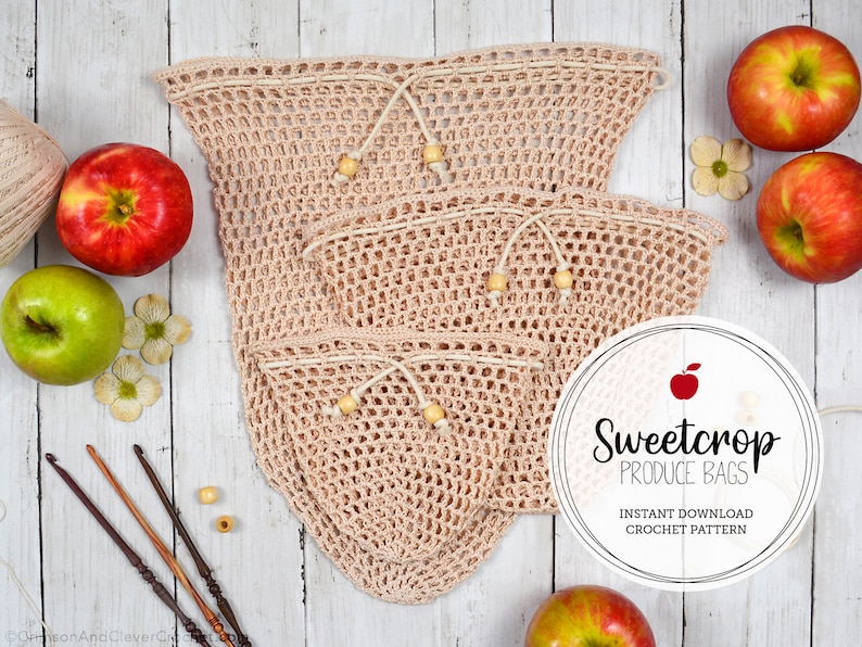 Sweetcrop Reusable Produce Bags Crochet Pattern Etsy