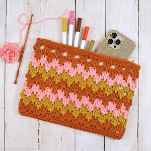 October Sunset Large Zipper Bag Crochet Pattern