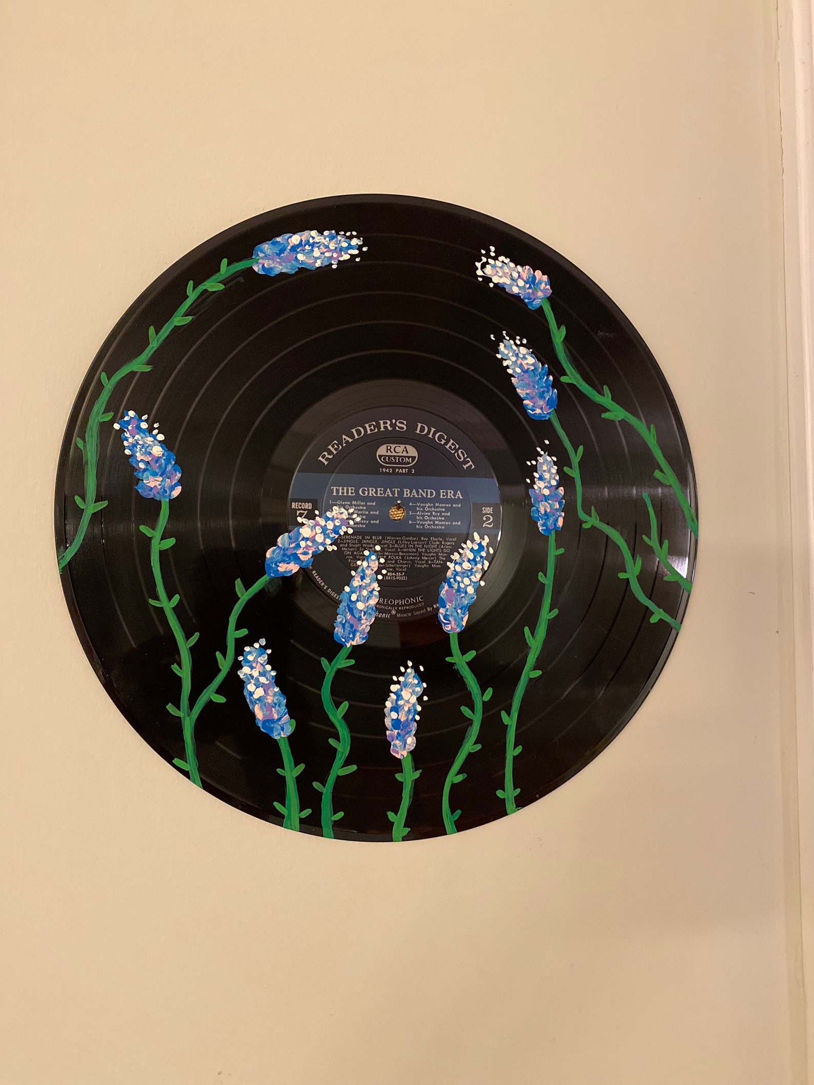 Vine and flower painted vinyl record Etsy 日本