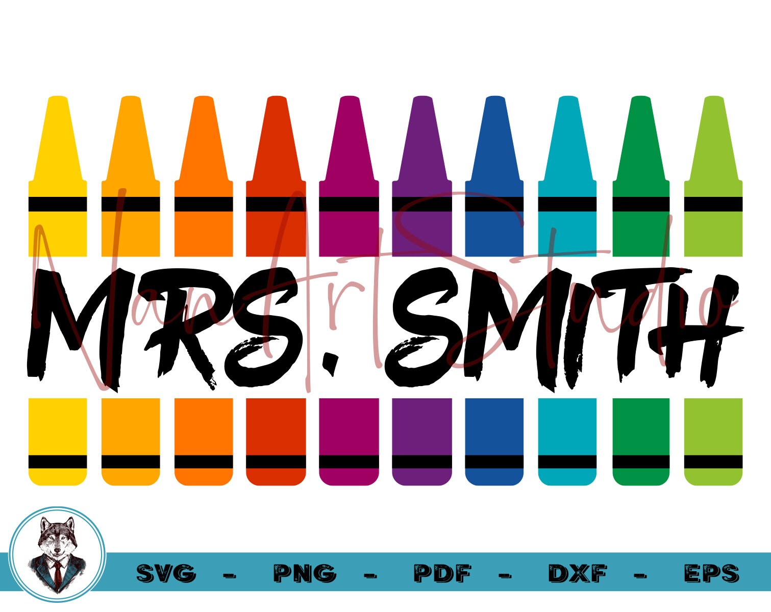 Crayon Split Monogram Svg Teacher Crayon Svg School Svg | Etsy