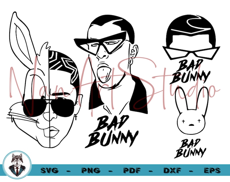 Download Bad Bunny Svg Bad Bunny Silhouette Cut Files Bad Bunny | Etsy