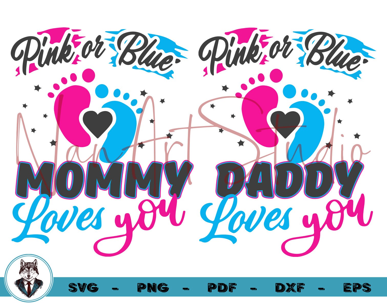 gender reveal pink or blue mommy mom mother dad daddy father svg for ...