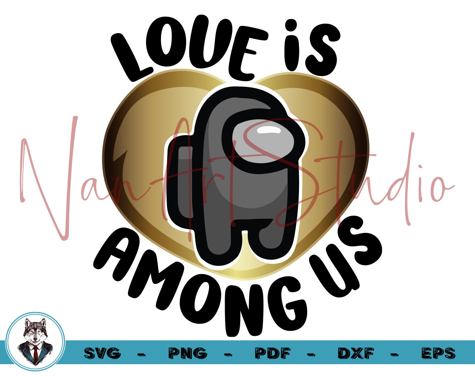 Download Love Is Among Us Svg Among Us Silhouette Cut File Valentines Etsy