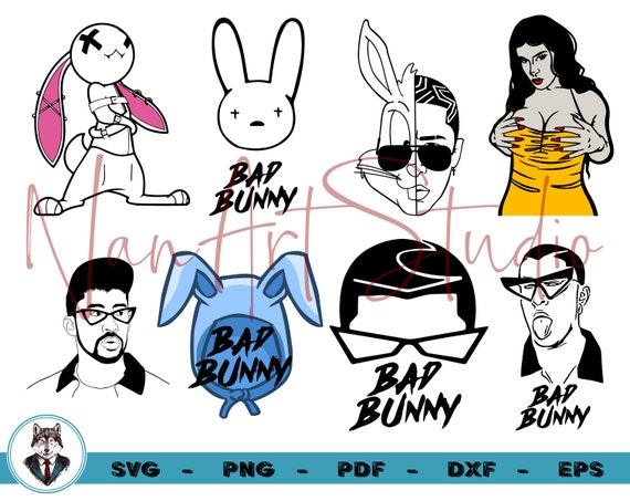 Bad Bunny Svg Bad Bunny Silhouette Cut Files Bad Bunny Etsy