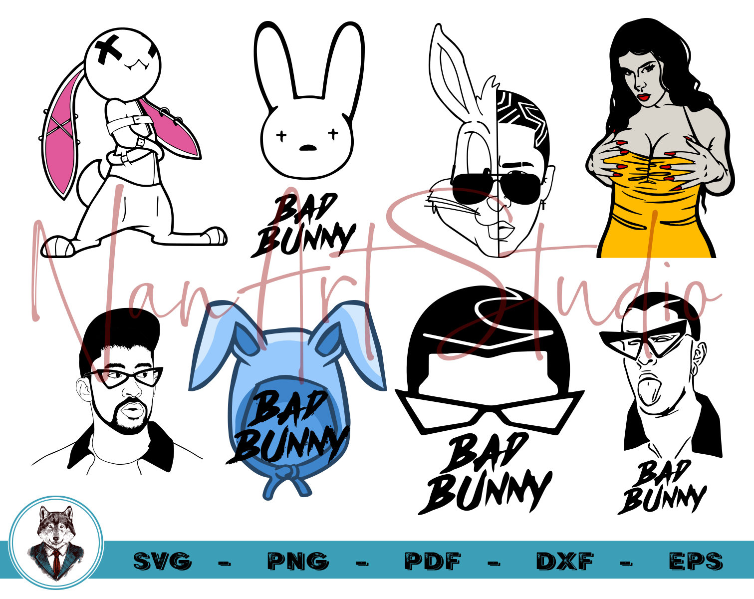 bad bunny png bad bunny cut file bad bunny clipart bad bunny silhouette