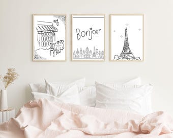 Set of 5 Paris Café Wall Art, Paris Wall Art, Minimalist Coffee Decor, Paris Coffee Wall Print, Coffee Shop Line Art Print, Digital Download