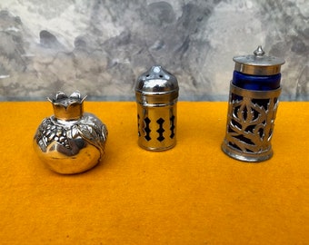 A Selection Of Three Different  Vintage Salt/Pepper Silver Plated Shakers