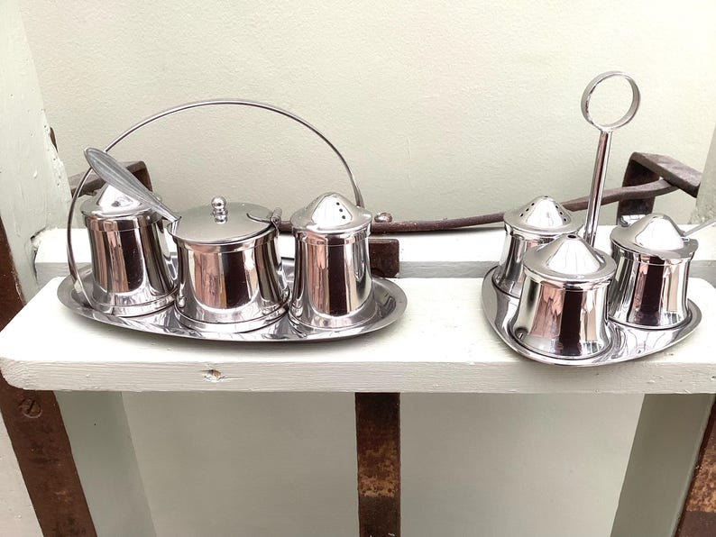 Choice of Two Renowned English OLD HALL Stainless Steel Condiment Sets ...