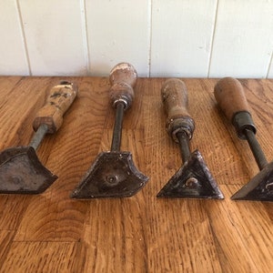 Vintage Selection of Painter's Shave Hooks With Wooden Handles