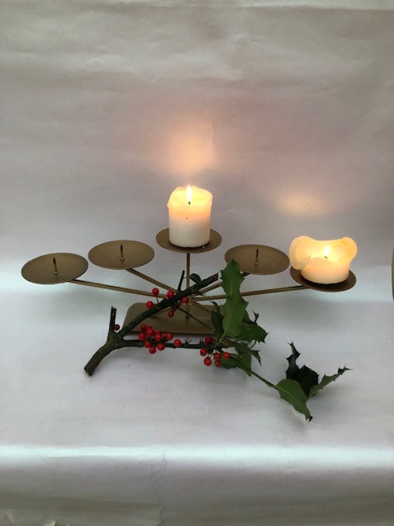 Five Pillar Gold Coloured Candle Stand Etsy