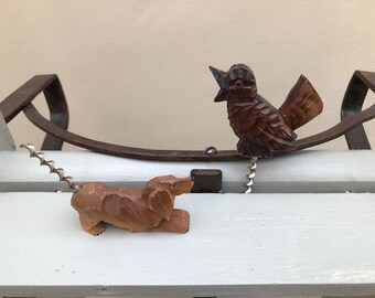 A Selection Of Two Vintage Dog Novelty Wooden Corkscrew Bottle Openers