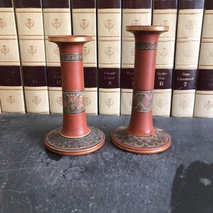A Selection Of Two Vintage Terracotta Candlestick Holders