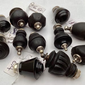 LOT 6 Vintage Finials And Black Knops For Tea - Coffee - Sugar Bowls.