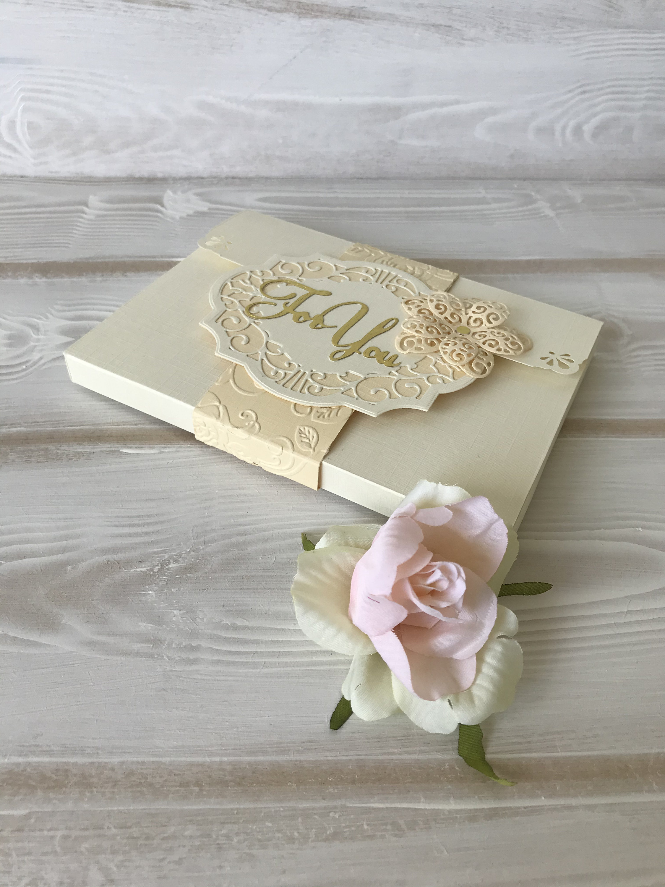 Handmade luxury greeting card with giftbox envelope. Unique Etsy