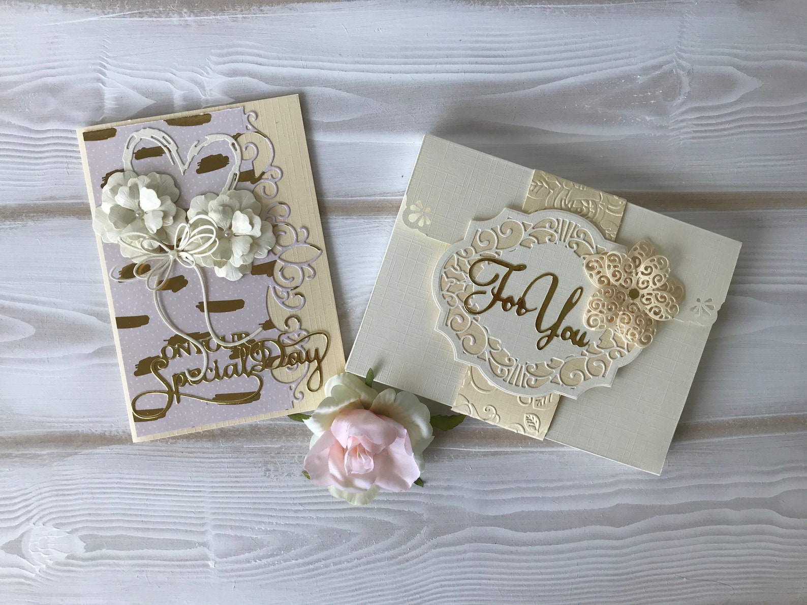 Handmade luxury greeting card with giftbox envelope. Unique Etsy