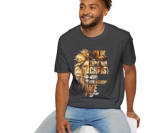 Philippians 4:13 Lion Christian Gym Shirt – Men's Faith Based Strength Training Tee Scripture Apparel