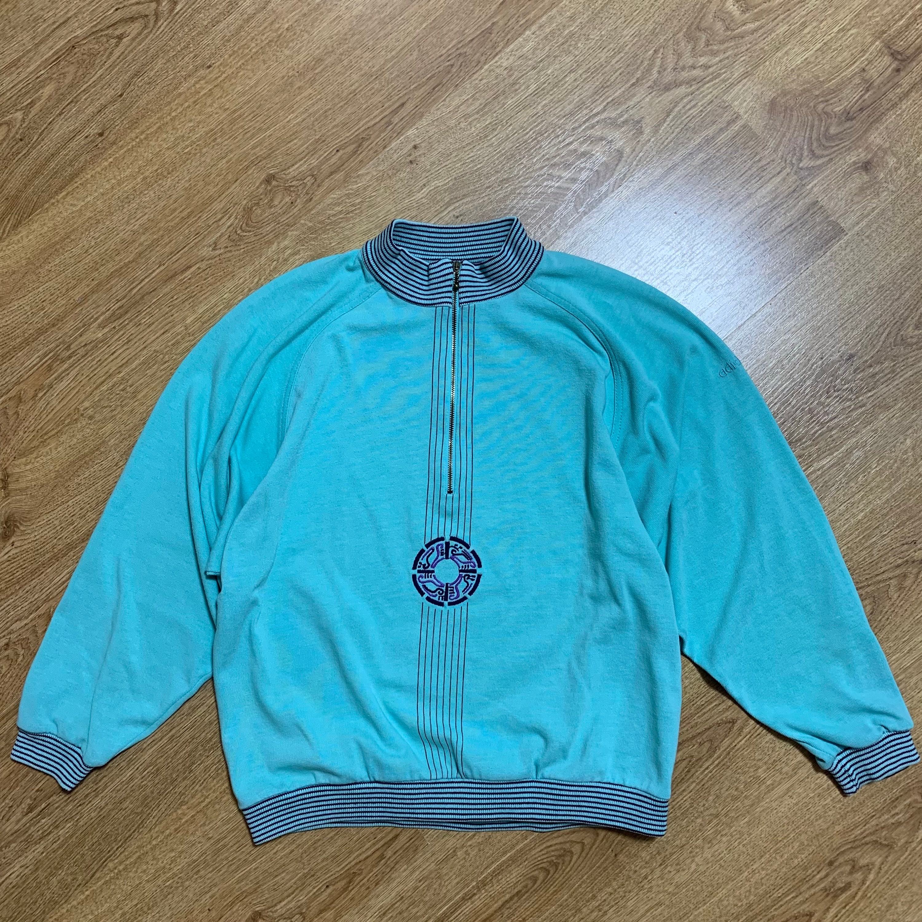 Veste Adidas à capuche Ventex Trefoil Bleu ciel 70'S Vintage Jacket - 180 /  L 