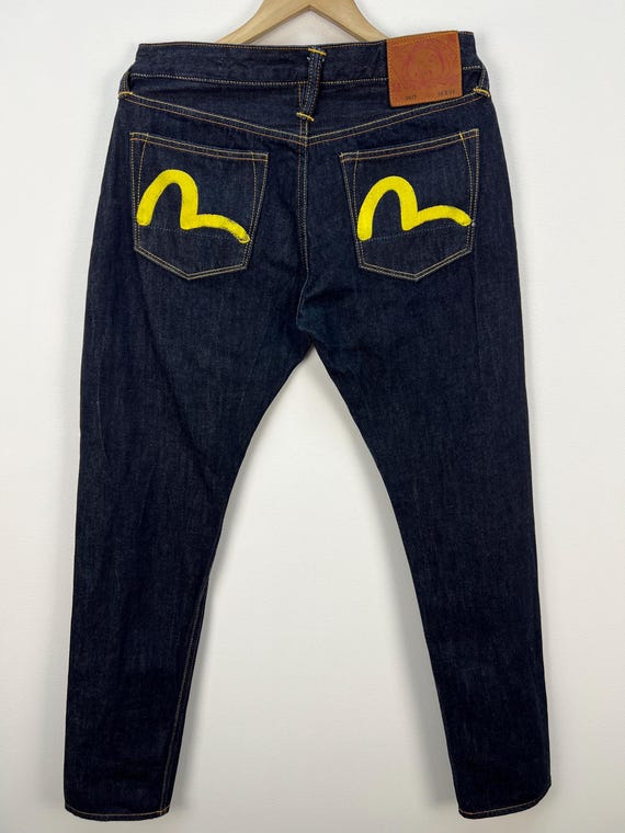 EVISU 2017 34インチ Evisu Jeans Dark Indigo Selvedge Denim Daicock Seagull Yellow