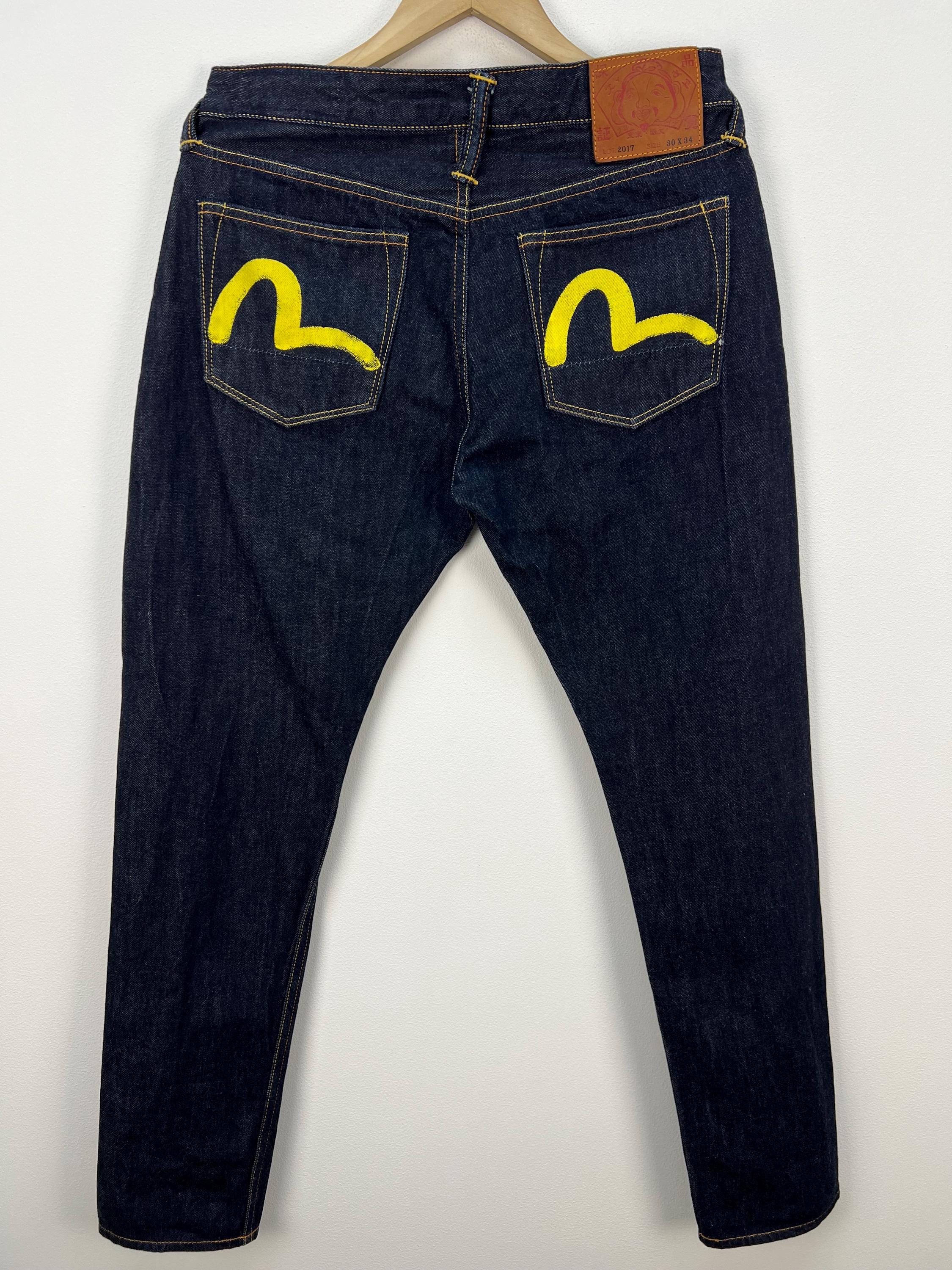 Evisu Jeans Dark Indigo Selvedge Denim Daicock Seagull Yellow