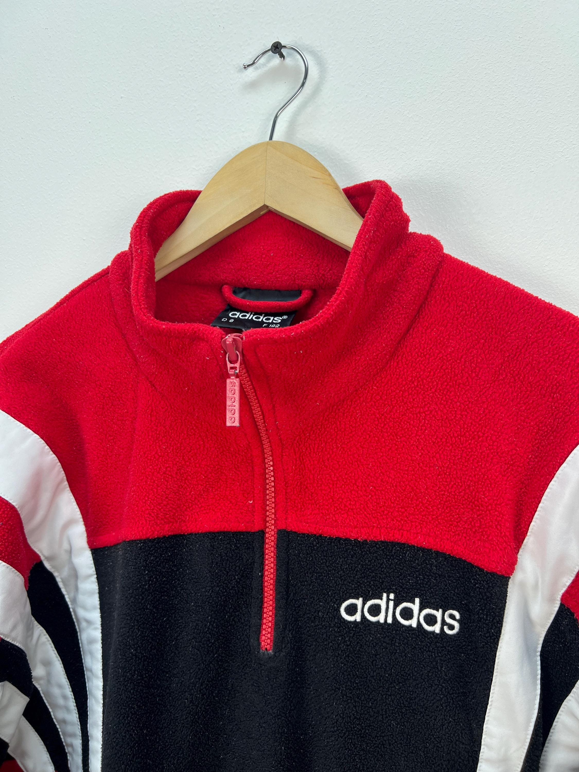 adidas 90s fade hoodie black×red vintage Vintage Adidas Sweatshirt Hoodie 3 Stripes Men Medium Black