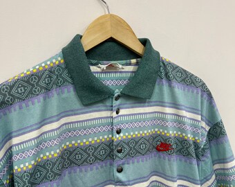 Polo Nike vintage des années 80, impression abstraite aztèque, taille L