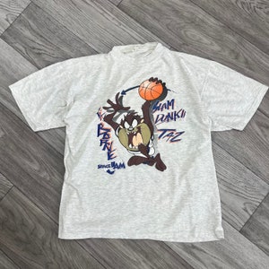 Vintage 1996 Space Jam Taz Slam Dunk Tee Camiseta Talla L/M