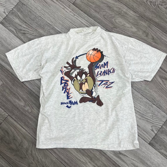 Vintage 1996 Space Jam Taz Slam Dunk Tee T-Shirt Size… - Gem