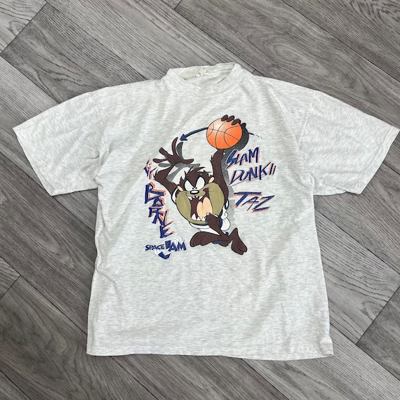 Vintage 1996 Space Jam Taz Slam Dunk Tee T-Shirt Size… - Gem