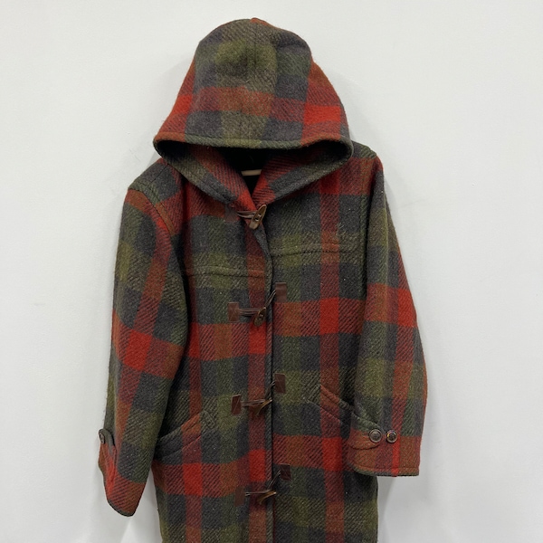 Bogner Duffle Coat Wool Check Multicolor vintage Taille femme XL/L