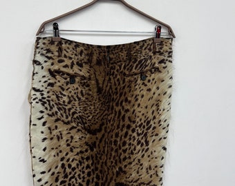 Falda de seda con estampado de leopardo Yves Saint Laurent Rive Gauche, talla 42