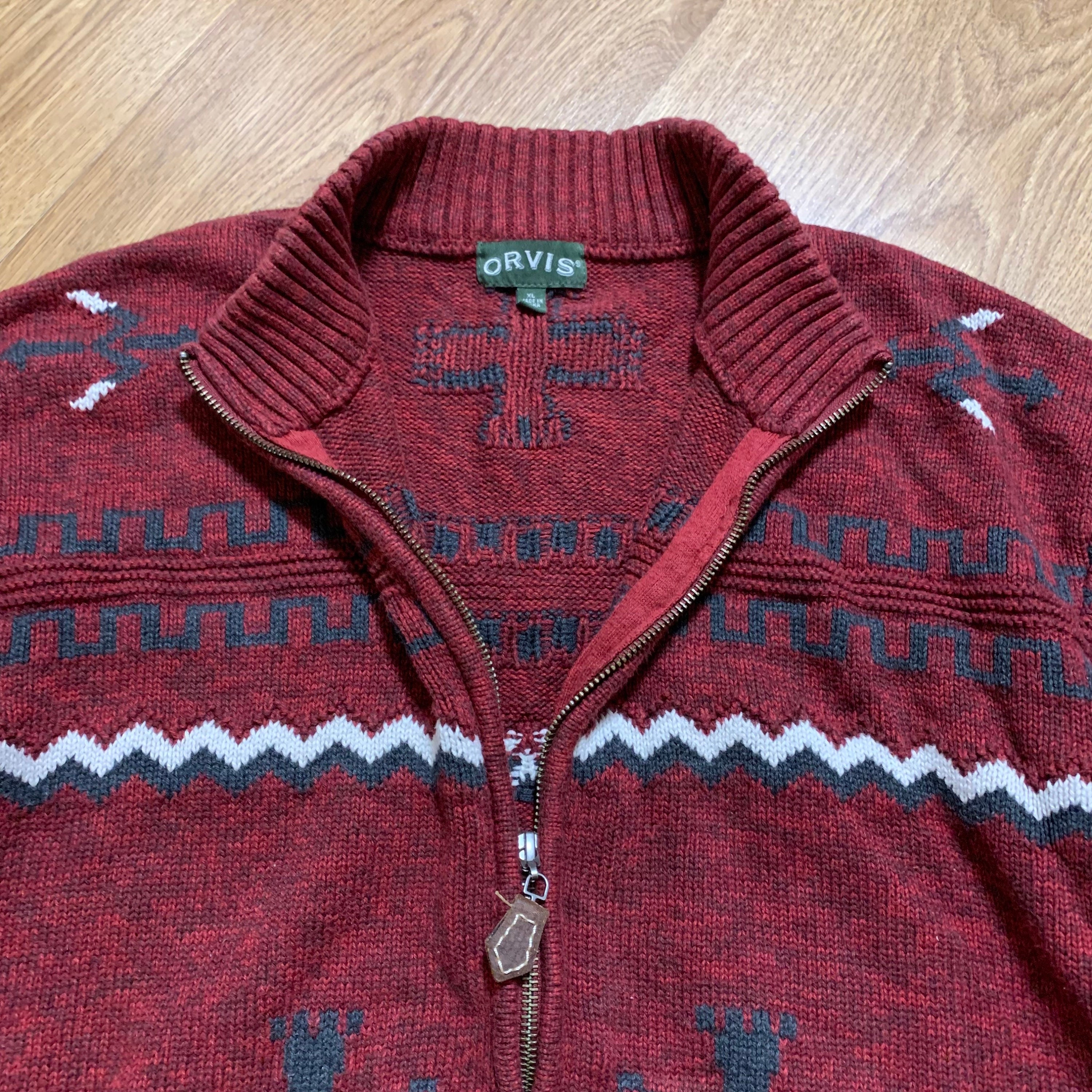 Mens Orvis Aztec Print Sweater Pullover 
