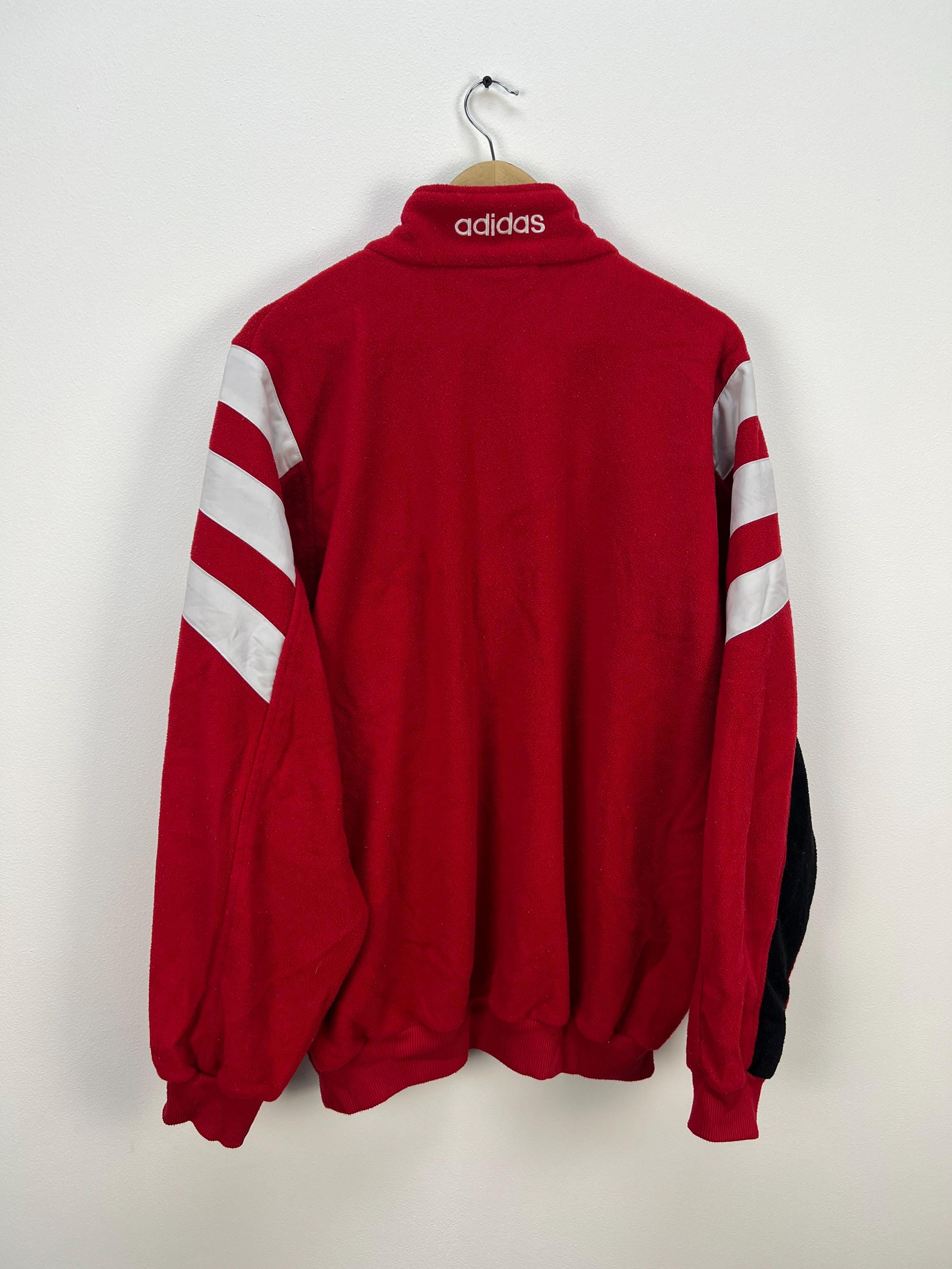 Vintage 90s Adidas Colour Block Red 1/4 Zip Fleece