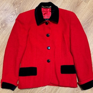 Escada Margaretha Ley Vintage Wool Red Jacket Womens Size M