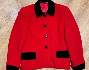 Escada Margaretha Ley Vintage Lana Giacca Rossa Donna Taglia M
