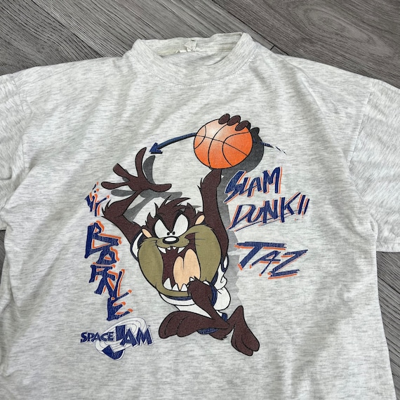 Vintage 1996 Space Jam Taz Slam Dunk Tee T-shirt Size L/M - Etsy